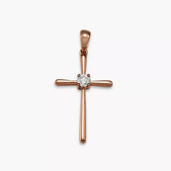 18ct rose gold diamond cross pendant