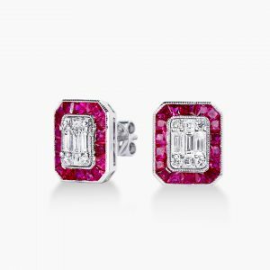 18ct white gold ruby & diamond earrings