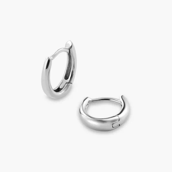 18ct white gold small oval hoop earrings 10mm
