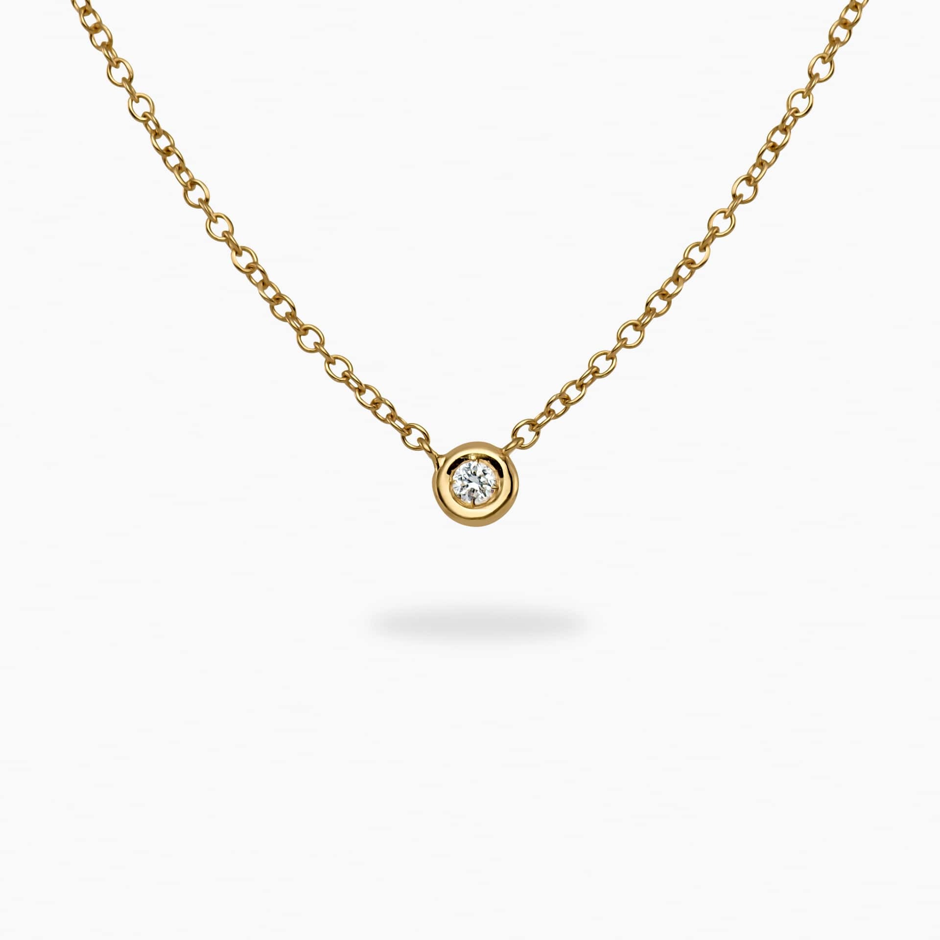 Diamond bezel on sale necklace yellow gold