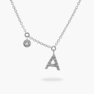 18ct white gold diamond initial "A" necklace