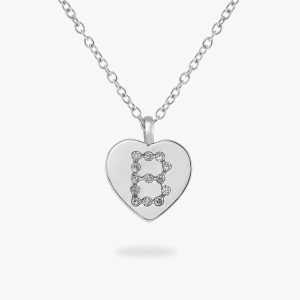 18ct White Gold Diamond "B" Initial Heart necklace