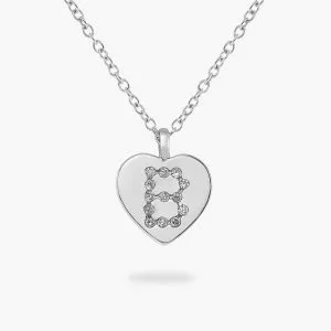 18ct White Gold Diamond "B" Initial Heart necklace