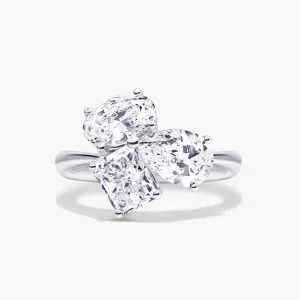18ct white gold oval pear and radiant diamond ring from the Trastevere Collection