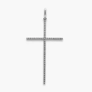 18ct white gold diamond claw set cross pendant