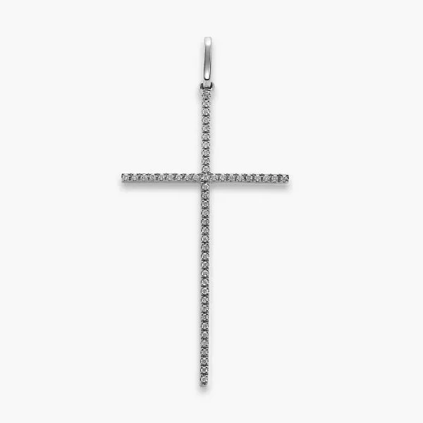 18ct white gold diamond claw set cross pendant