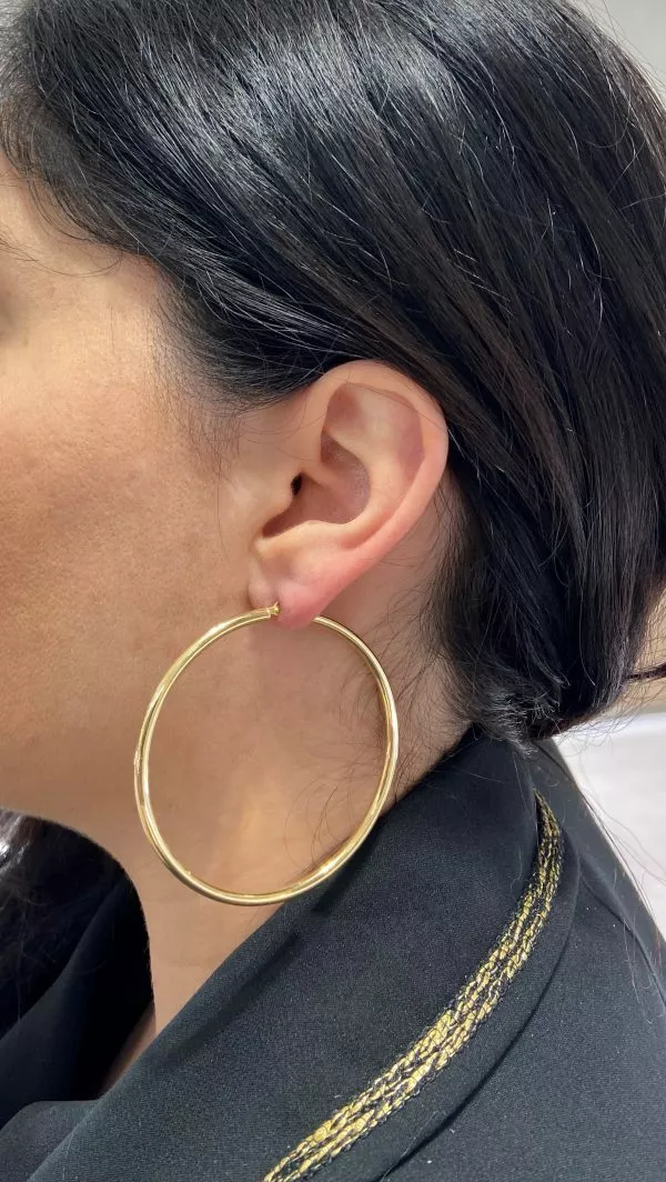 18ct yellow gold large hoop earrings 60mm - Image 3