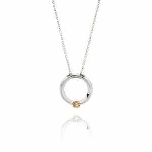 18ct White Gold Cognac Diamond Circle necklace