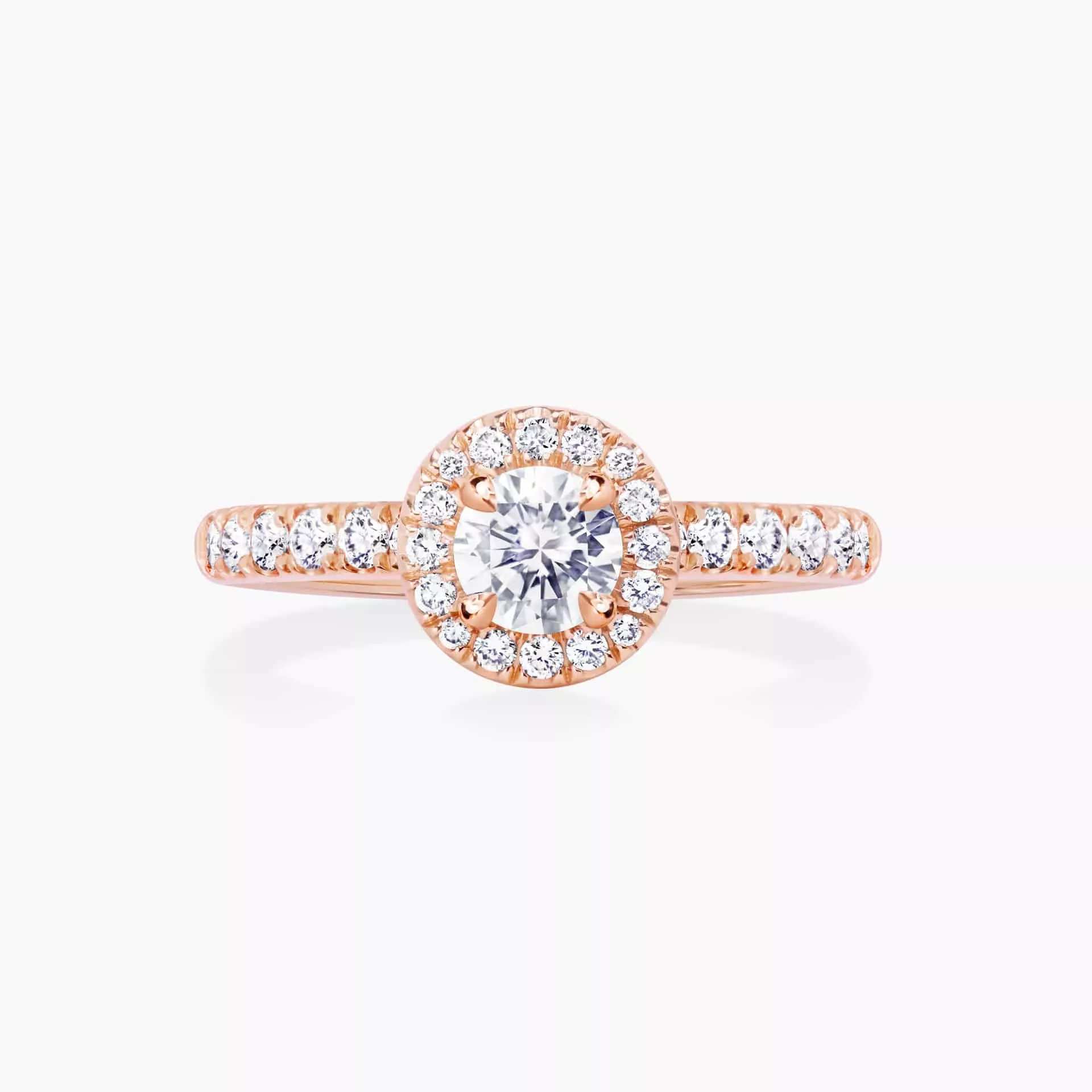 Halo cut rose gold engagement best sale rings