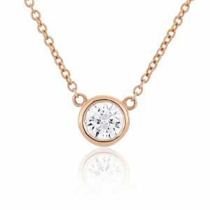 18ct rose gold 1.32ct round diamond bezel set necklace