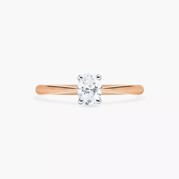 18ct rose and white gold 0.50ct oval diamond solitaire ring