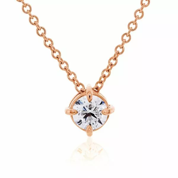 18ct rose gold 0.43ct round diamond necklace