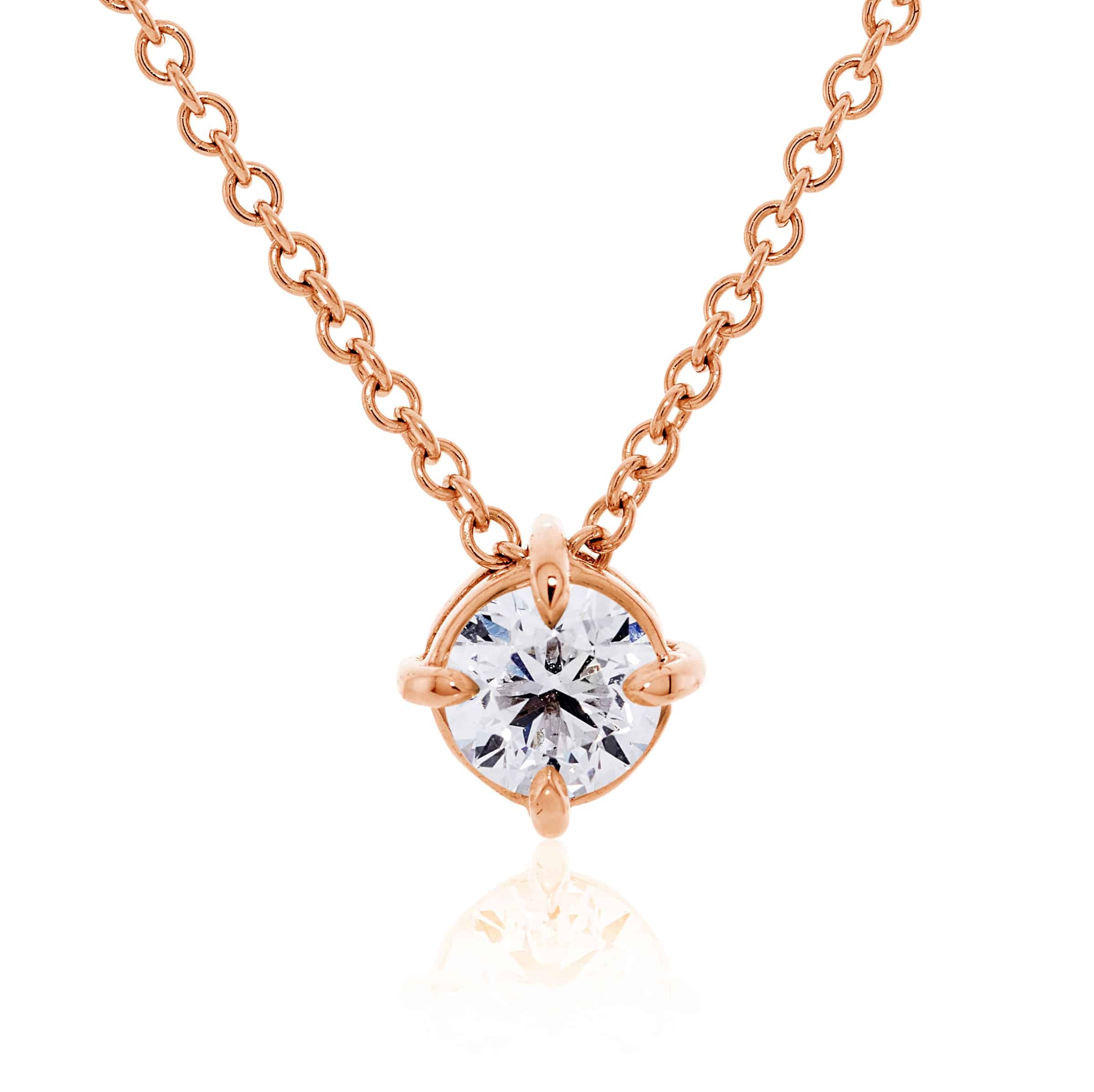 18ct rose gold 0.43ct round diamond necklace | Cerrone Jewellers