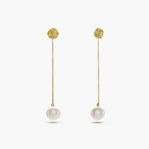 18ct yellow gold 10mm South Sea Pearl and diamond drop earrings