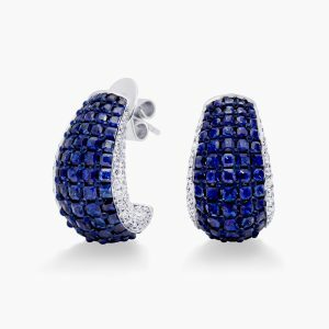 18ct white gold blue sapphire & diamond earrings
