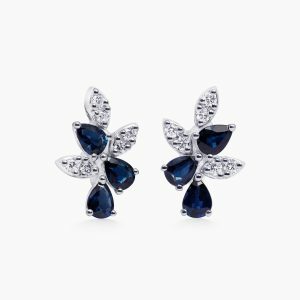 18ct white gold Australian blue sapphire and diamond earrings