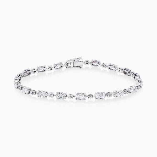 18ct white gold oval and round diamond tennis bracelet