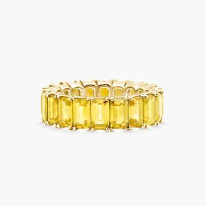 18ct yellow gold emerald cut yellow Madagascan sapphires ring