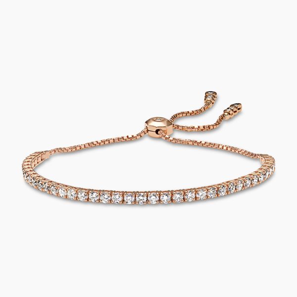 18ct rose gold adjustable 45=2.59ct diamond tennis bracelet