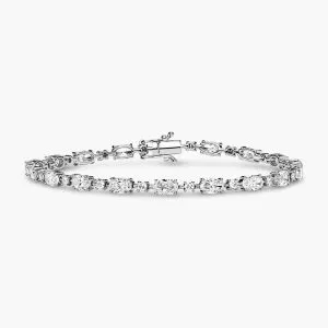 18ct white gold oval and round diamond tennis bracelet