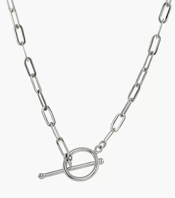 18ct white gold long link curb 55cm T-bar chain