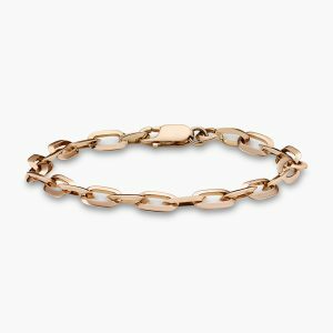 18ct rose gold faceted long link bracelet