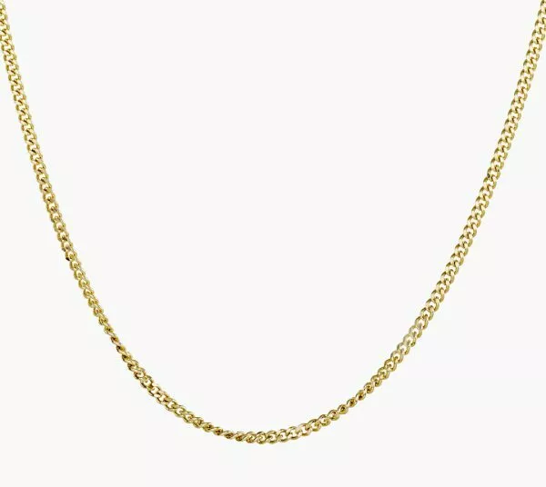18ct yellow gold 60cm fine flat curb link chain with spring ring clasp