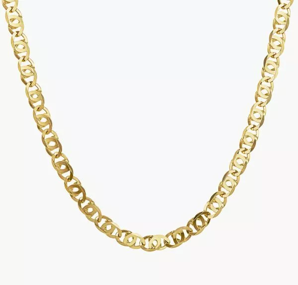 18ct yellow gold 50cm flat curb link chain with lobster clasp