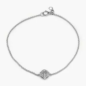 18ct white gold diamond cluster claw set square on bracelet