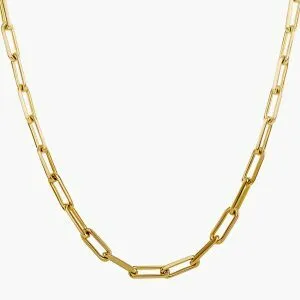 18ct yellow gold 44cm paperclip chain