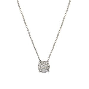 18ct white gold diamond cluster necklace