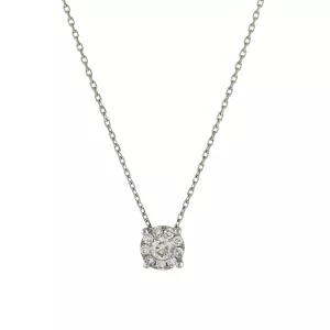 18ct white gold diamond cluster necklace