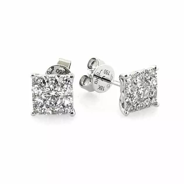 Sterling Silver 015ct TDW Diamond Cluster Stud  Ubuy India
