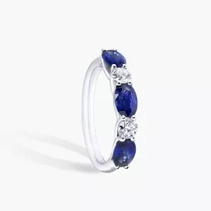 18ct white gold diamond and oval sapphire ring