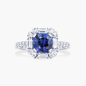 18ct white gold 1.89ct sapphire and diamond ring