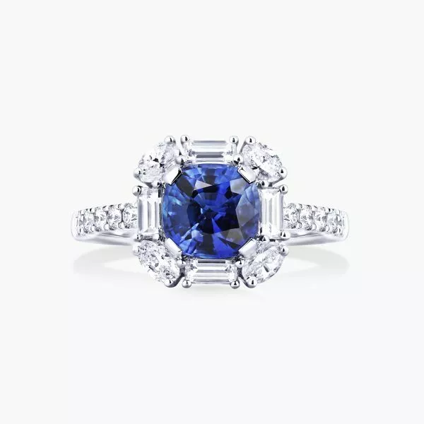 18ct white gold 1.89ct sapphire and diamond ring