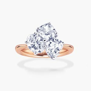 18ct rose and white gold oval heart cushion diamond ring from the Trastevere Collection