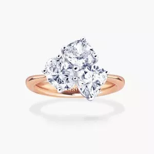 18ct rose and white gold oval heart cushion diamond ring