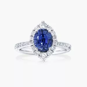 18ct white gold 2.14ct oval Ceylon sapphire and diamond ring