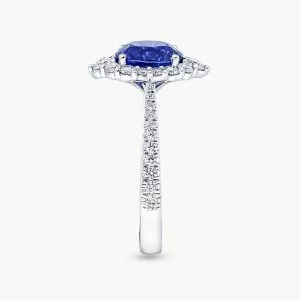 18ct white gold 2.14ct oval Ceylon sapphire and diamond ring