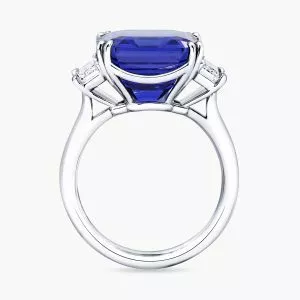 18ct white gold 10.67ct emerald cut Merelani tanzanite & diamond ring