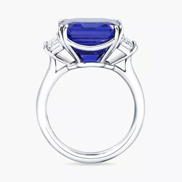 18ct white gold 10.67ct emerald cut Merelani tanzanite & diamond ring - Image 3