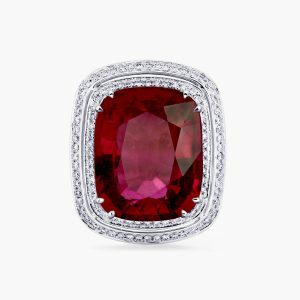 The Piazza Spagna Ring 18ct White Gold 22.80ct Cushion Cut Tourmaline & Diamond Ring