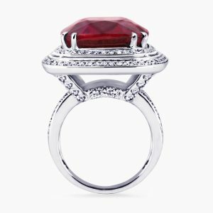 The Piazza Spagna Ring 18ct White Gold 22.80ct Cushion Cut Tourmaline & Diamond Ring