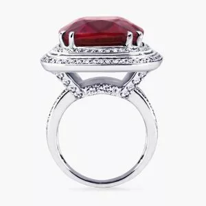 The Piazza Spagna Ring 18ct White Gold 22.80ct Cushion Cut Tourmaline & Diamond Ring