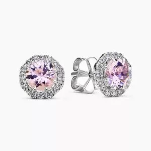 18ct white gold morganite and diamond stud earrings