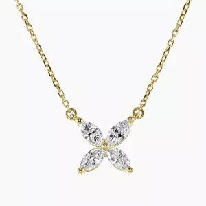 18ct yellow gold marquise shape diamonds necklace