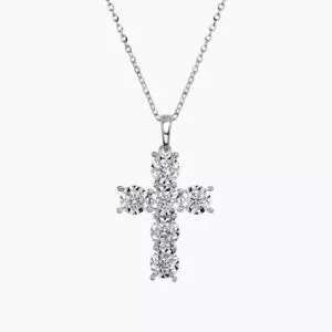 18ct white gold diamond cross necklace