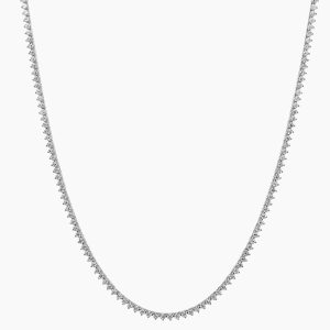 18ct white gold three claw diamond tennis necklace