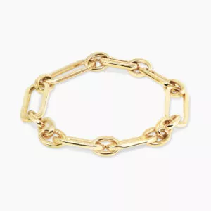 18ct yellow gold paperclip link bracelet